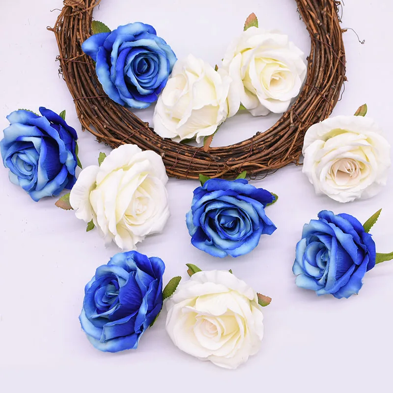 Artificial Flowers Head Silk Rose Flower For Wedding Home Decoration Fake Flowers DIY Wreath Scrapbook Supplies 5/10pcs