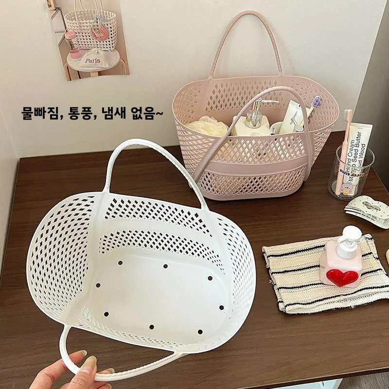욕실 플라스틱 휴대용 목욕 바구니 수영 샤워 캐디 수납 정리함 (목욕 및 수영용) 유니섹스 디자인