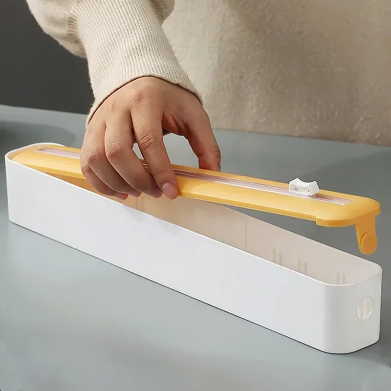 New Food Film Dispenser Magnetic Wrap Dispenser With Cutter Storage Box Aluminum Foil Stretch Film Cutter Kitchen Accessories ﻿