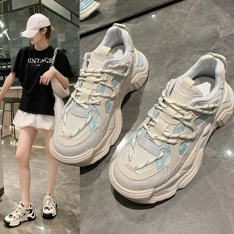 

Womens Sneakers Shoes Tennis Female Platform Roses Large Casual Fashion Trainers Thick Sole Low Sewing PU Leisure Lace-Up Slip-O