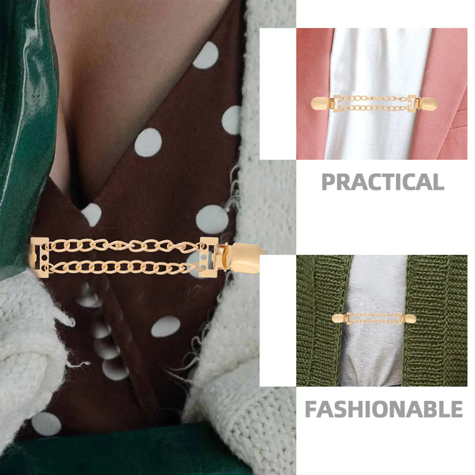 4개 세트 패션 스웨터 클립 빈티지 메탈 가디건 허리 클립 숄 클라스프 드레스 액세서리 여성용 스웨터 클로저 체인 클립