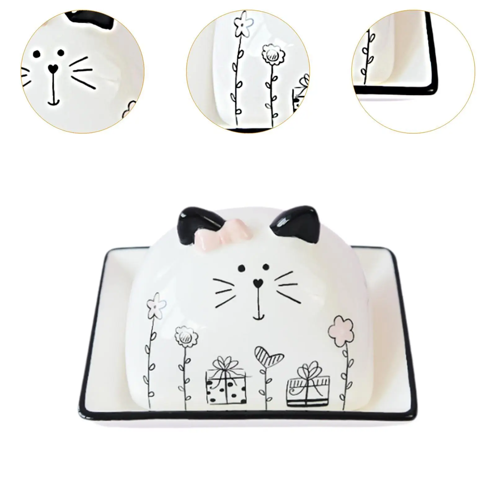 Butter Dish Easy to Clean Kitchen Decor Cartoon Butter Keeper with Lid for Hotels Restaurant Refrigerator Dining Table Kitchen
