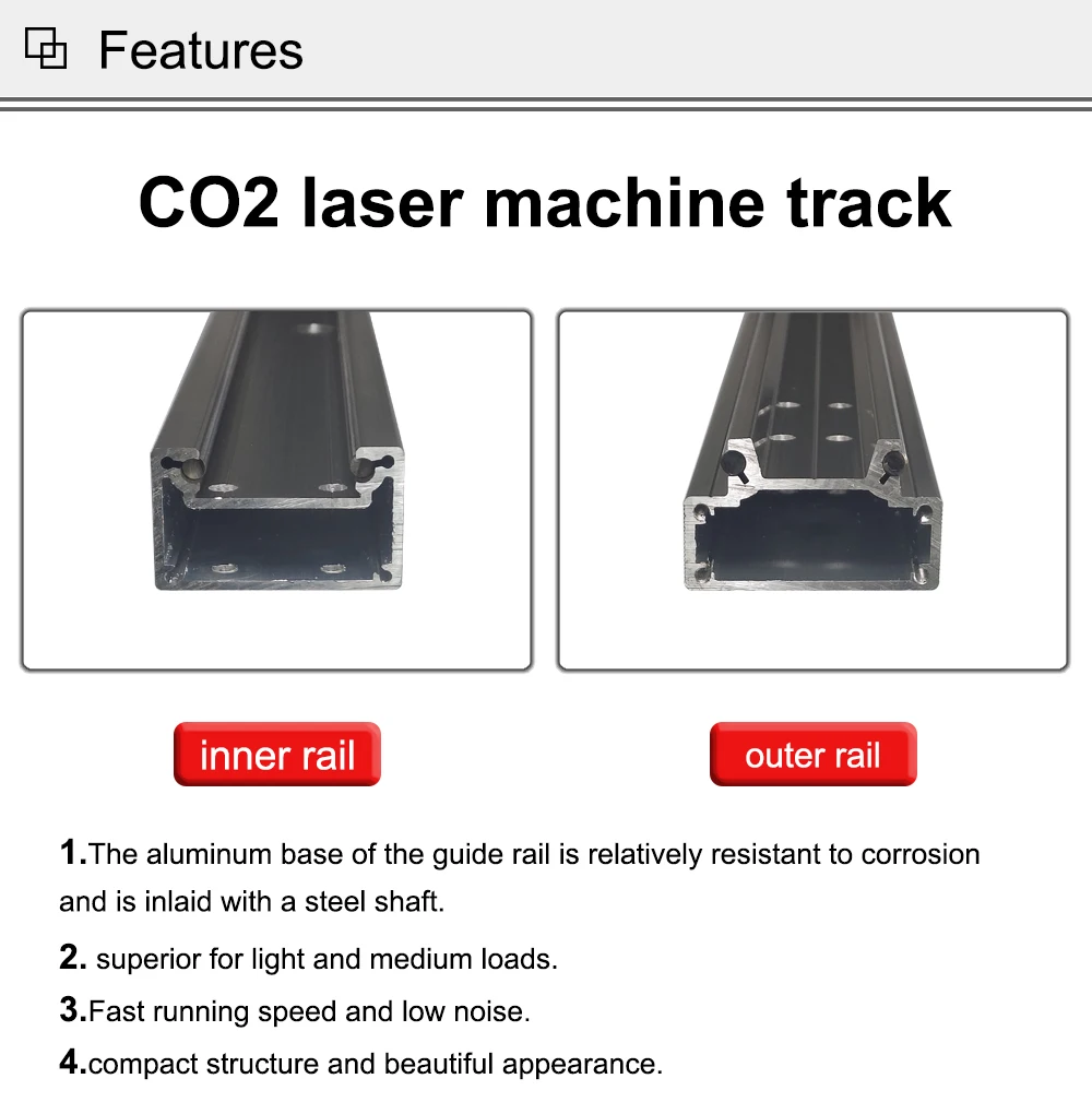 Hunst CO2-Laserschneidmaschine Innere Führungsschiene Lasergravurmaschine Außenschiebeschiene für Lasermaschinen-Ersatzteile – Detail 1