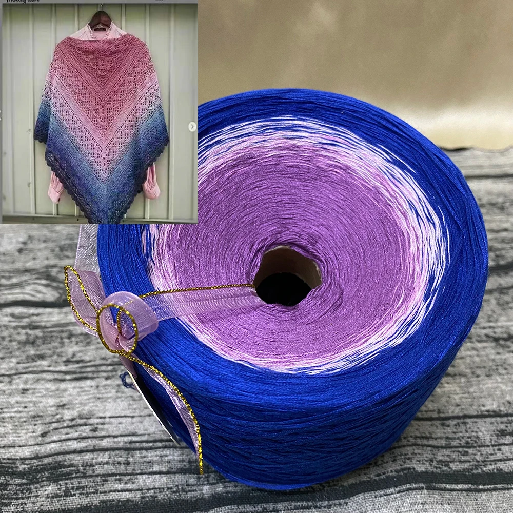 Organic Cotton Cake Line Gradient Color Baby Wool, DIY Handmade Knitting Line, Crochet Line, Shawl Long Skirt Sweater, 300g/Ball 4
