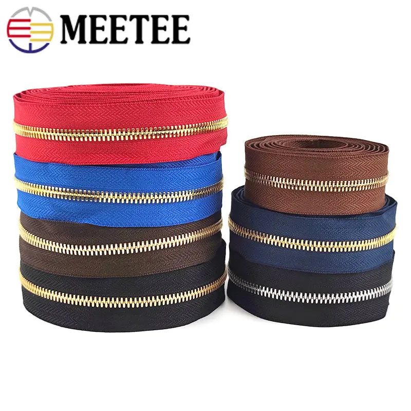 

1/2/3Yards 5# Metal Zippers Tape Bag Wallet Decorative Roll Zipper By The Yard Clothes Zip Repair Kits DIY Sewing Accessories