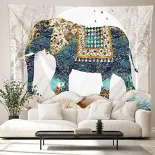 Indiano colorido pérola elefante tapeçaria estilo boêmio hippie grande tamanho animal tapeçarias de parede sala estar decoração da parede pendurado