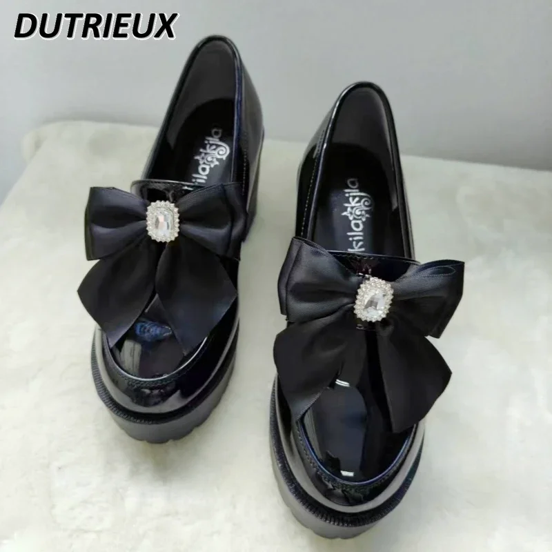 

Туфли на танкетке в японском стиле, кожаные водонепроницаемые туфли на платформе и каблуке, в студенческом стиле, JK, весна-осень