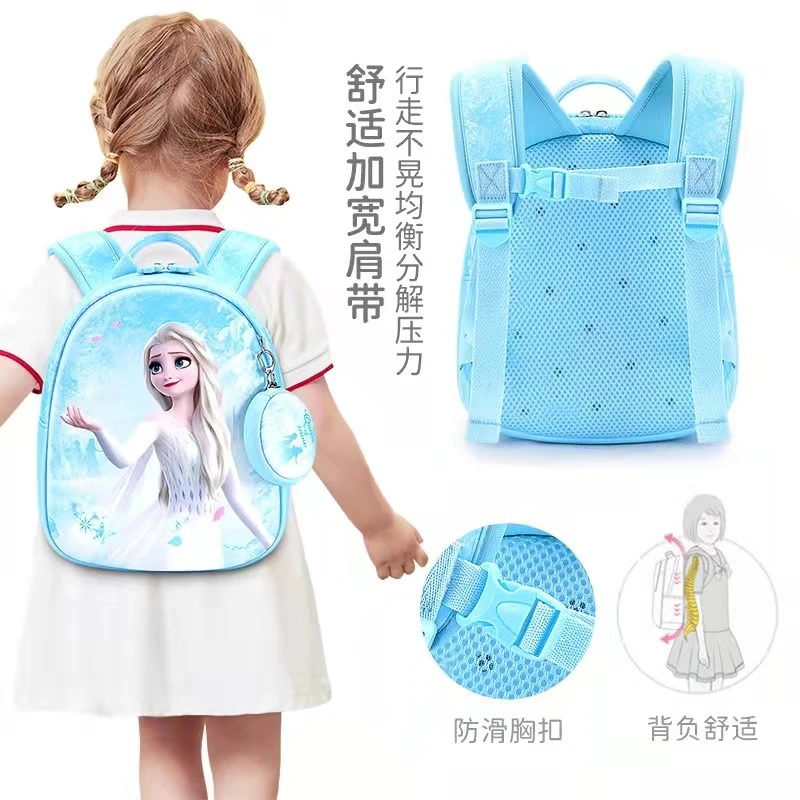 2022 Disney Frozen Kindergarten Bag For Girls Elsa Anna Primary Student Shoulder Orthopedic Backpack Large Capacity Mochilas