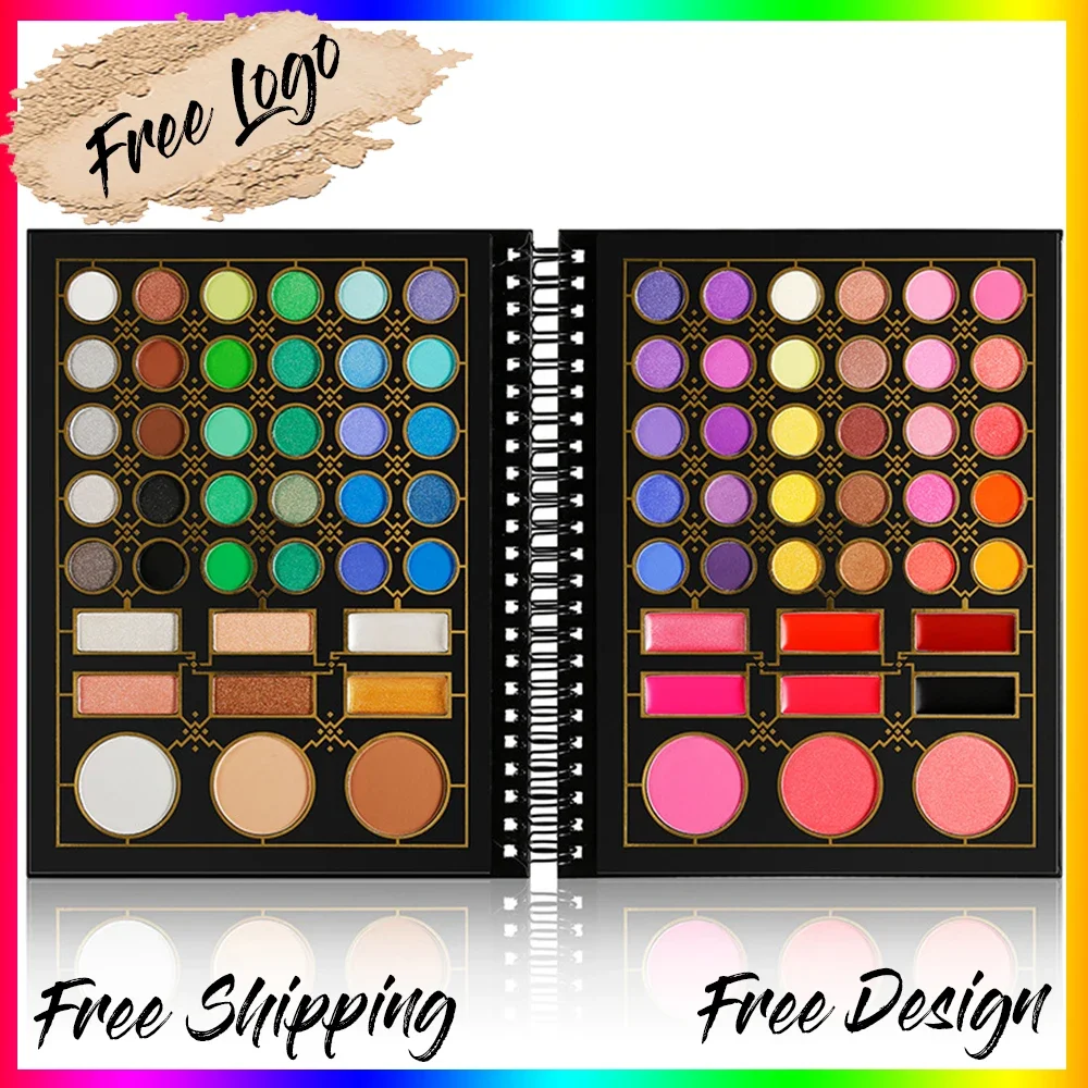 

Vegan 78 Colors Makeup Palette Private Label Lipstick Highlighter Blush Contour Eye Shadow Combination Set Custom Logo