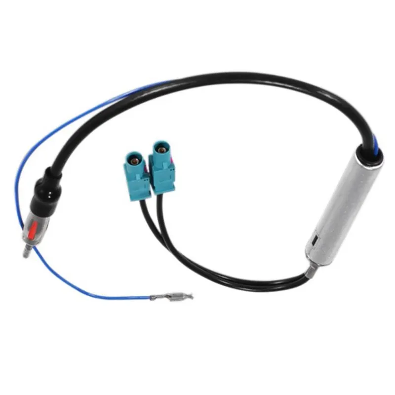 Car Stereo FM AM Antenna Signal Booster Amplifier Amp Dual Fakra DIN Plug Converter Adapter For VW Skoda car stereo accessories