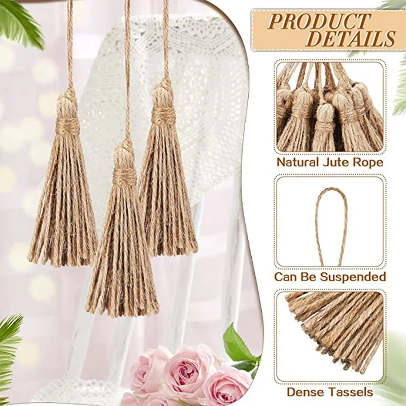 10PCS 6cm Jute Rope Tassels for Decoration