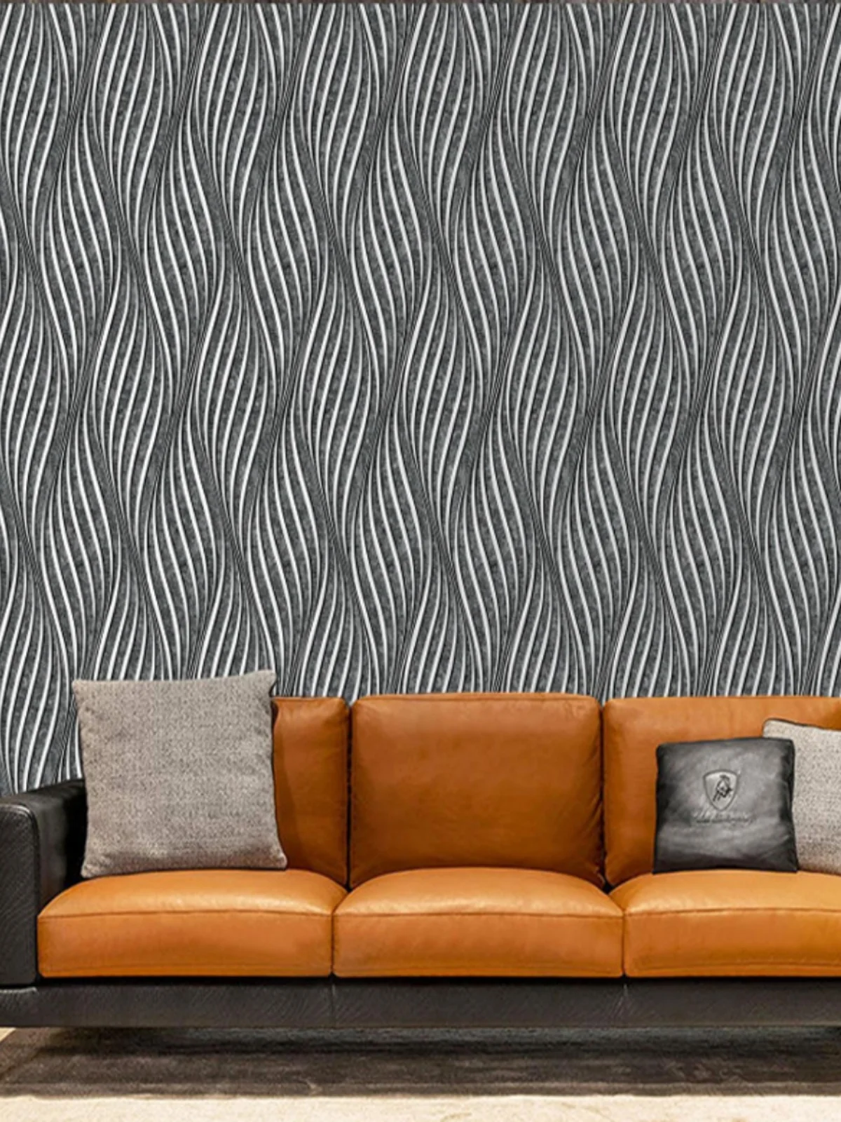 3d bronzing modern wavy stripes wallpaper rolo 01