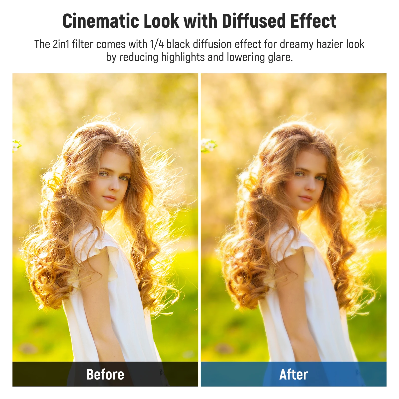 NEEWER  Black Diffusion 1/4 Effect with ND2-ND32 Variable ND Filter 2 in 1 HD Neutral Density Filter with Mist Dreamy Cinematic 5