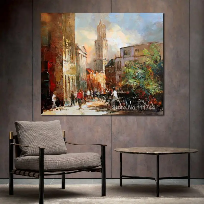 

Art Oil Paintings City Utrecht Reproduction Handmade High Quality Landscape for Living Room Decor
