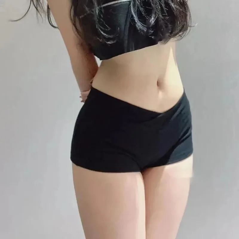 Simple Black Dance Fitness Running Ultra Short Sports Casual Shorts Female Summer Tight Low Waist Sexy Korean 1