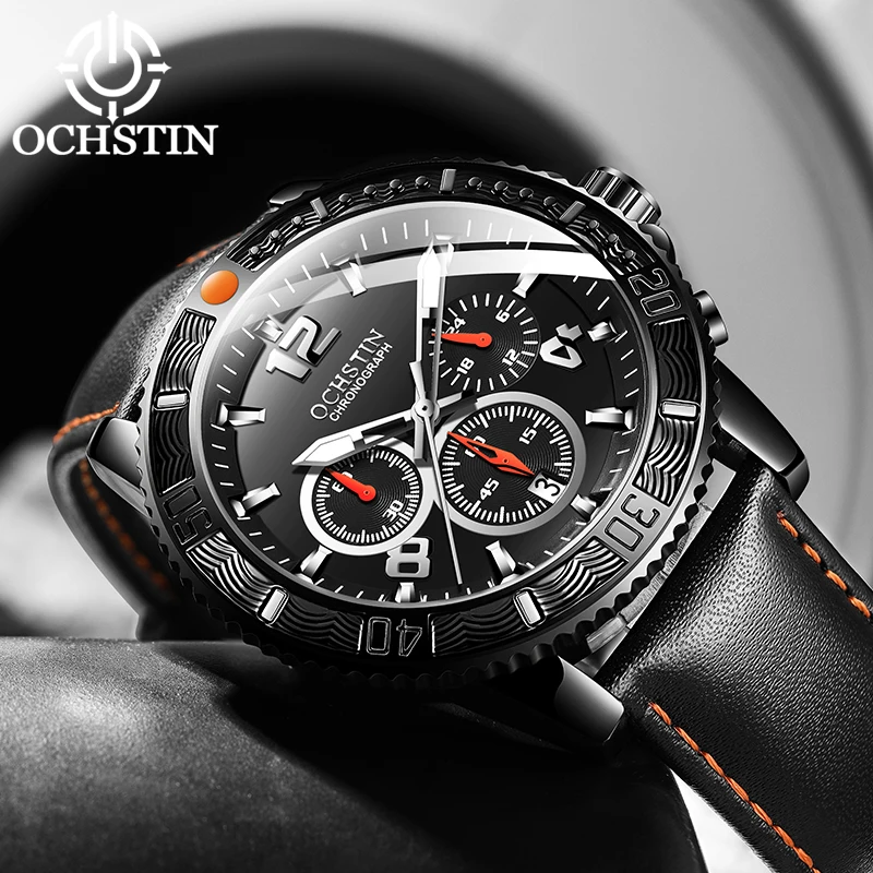 OCHSTIN Men's Watch Multifunction Quartz Movement Business Light Luxury 2024 Promotional Pilot Series Men's Quartz Watch