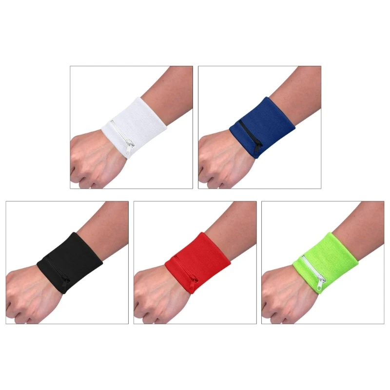 

Zipper Sport Wristband Wrist Wrap Wallet Absorbent Sweatband Store Keys Card for Men & Women Outdoor Running