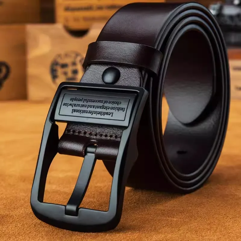 Cinturón De Cuero Genuino Para Hombre Marrón O Negro - ¡Elegante Y Versátil!