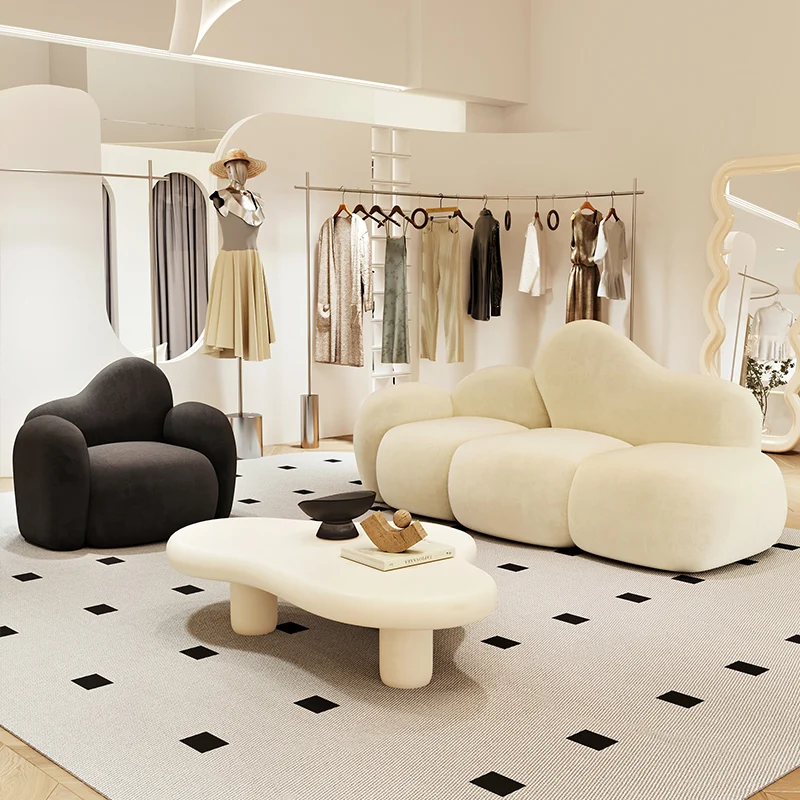 Open White Living Room Sofas Wood Minimalist Soft Modern Lazy Living ...