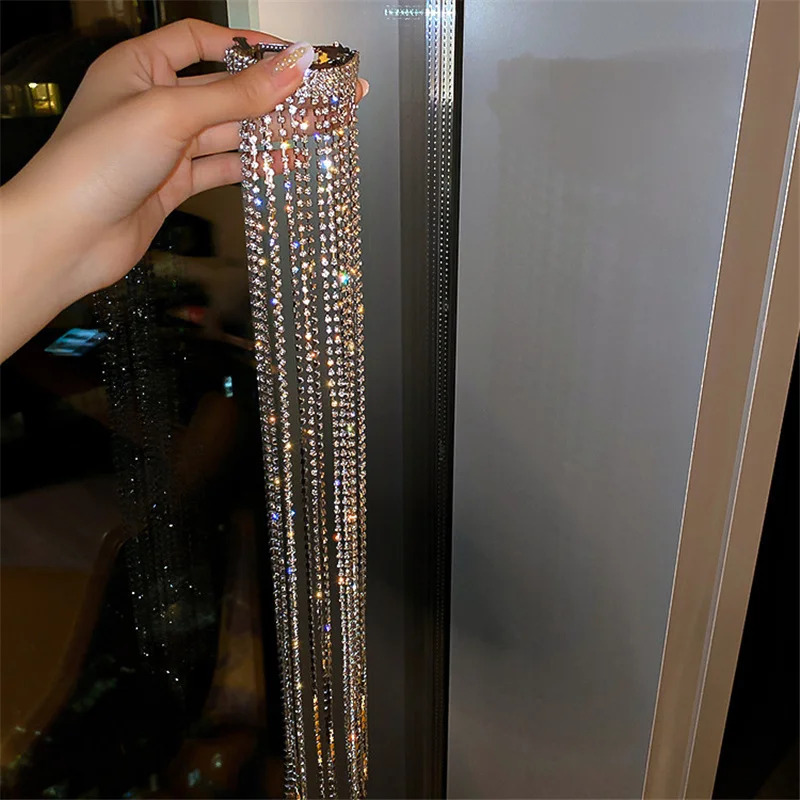 Hair Accessory FYUAN Shine Full Rhinestone Hairpins For Women Bijoux Long Tassel Crystal Hair Accessories Wedding Banquet Jewelry