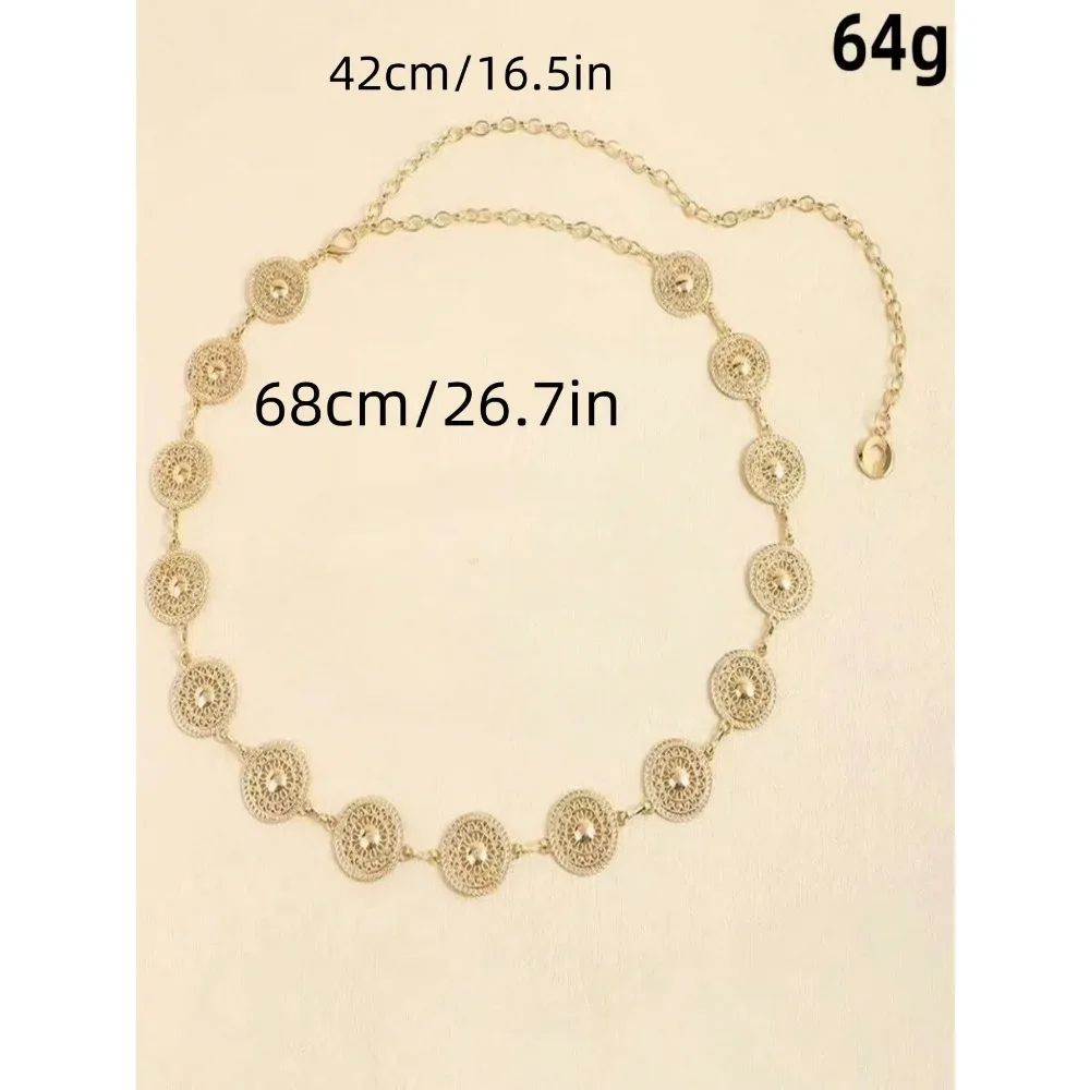 Einschichtige Blumenscheibe, modische Taillenkette aus Metall – Detail 5
