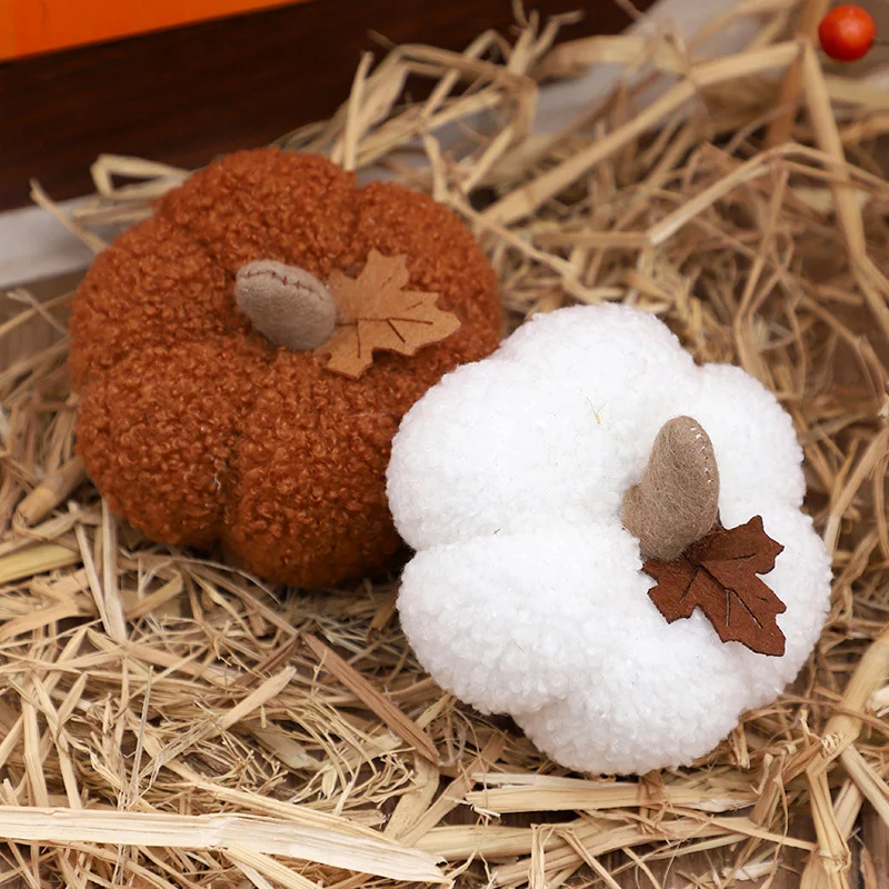 Mini ornamenti di zucca di simulazione, decorazione creativa di zucca di Halloween, decorazione per la casa, auto, ornamenti bianchi e arancioni, decorazioni per festival_voghion.com