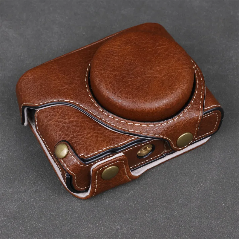 Deluxe Leather Camera Bag & Protective Case with Shoulder Strap Set