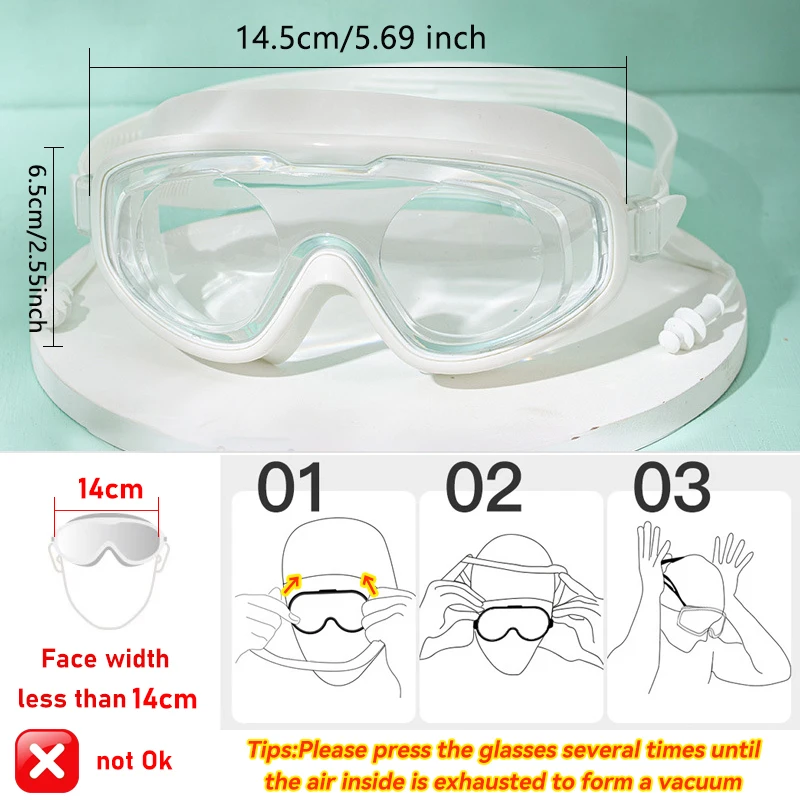 0 To -7.0 Myopia Optical Silicone Large Frame HD Clear Anti Fog Adjustable Swimming Goggles Diving Eyewear for Adult Men Women 6