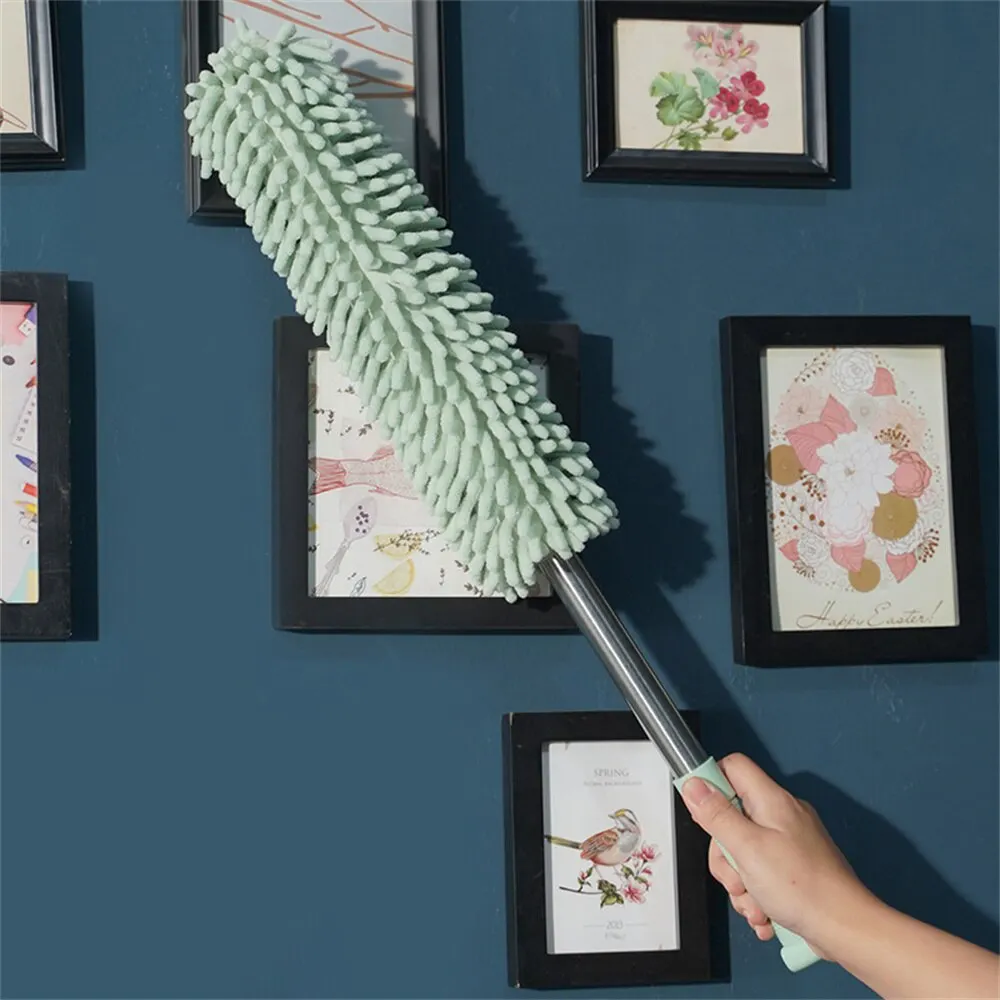 Telescoping Microfiber Duster with Stainless Steel Extension Pole Cleaner Household Dust Clean Remover For Ceiling Fan Lamps