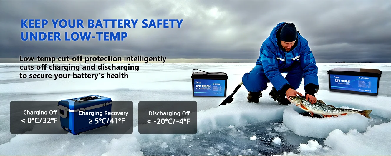 Anern 12V 24V 100Ah Lithium Battery Overload and Short Circuit Protection IP65 Max Discharge Current 800A Battery for Home RV