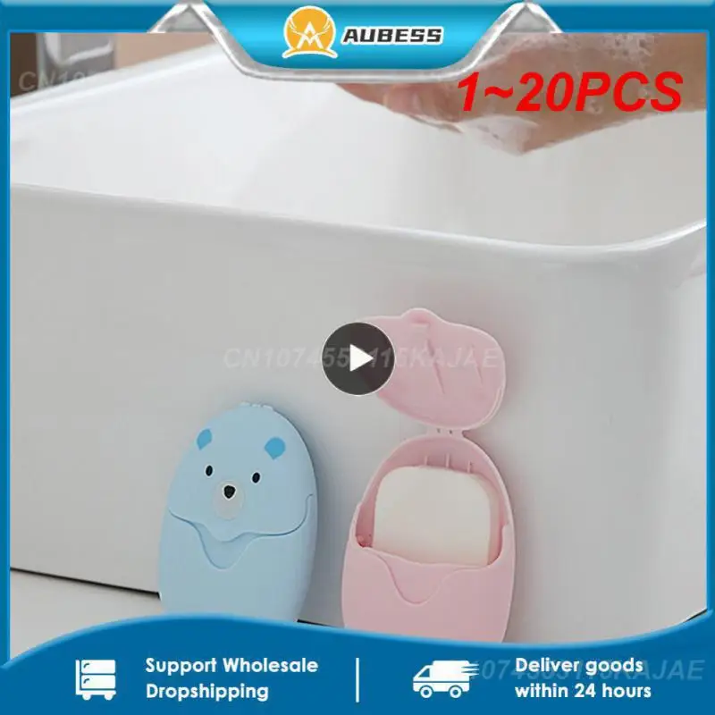 

1~20PCS Box Disposable Paper Soap Portable Hand Washing Cartoon Mini Soap Paper Scented Slice Sheets for Travel Camping Body