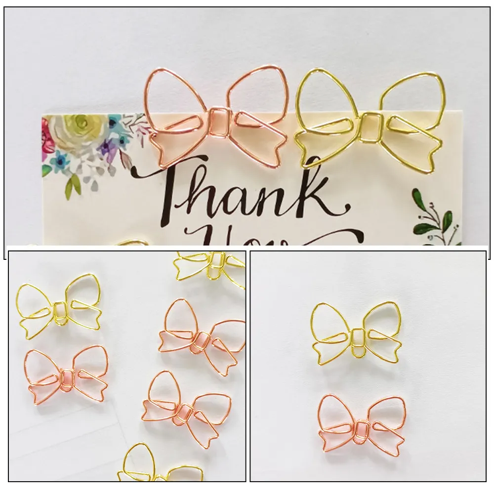 30Pcs 활 모양의 금속 종이 클램프 학교 사무실을위한 귀여운 북마크 클립 홈 스크랩북 저널링 장식 노트