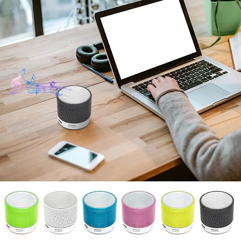 Compact Wireless Bluetooth Speaker with LED Lights and Subwoofer
