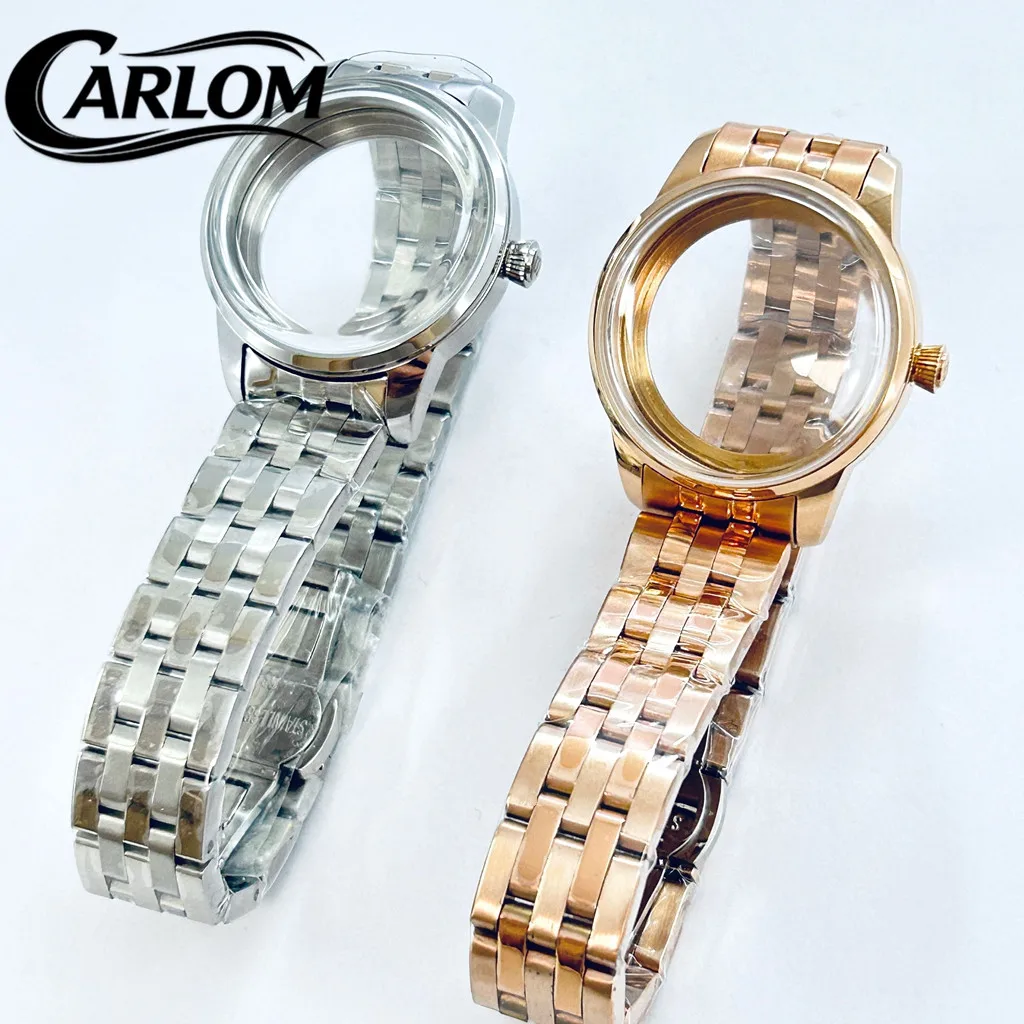 Elegant Cocktail Arch Watch Case - Silver Rose Gold Polishing - 33mm