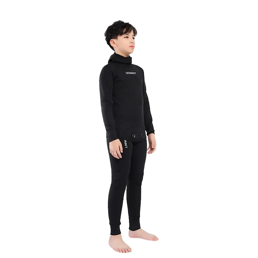 2 Pieces Neoprene WetSuits 2.5mm Long Sleeve Fission Hooded Toddlers/Youth Thermal Swimsuits Kids Boys Girls Children Wetsuit