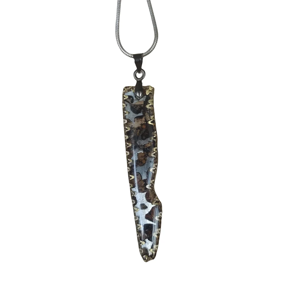 

Brenham Olivine Meteorite Necklace Olivine Meteorite Natural Olivine meteorite specimen Pendant - QB237