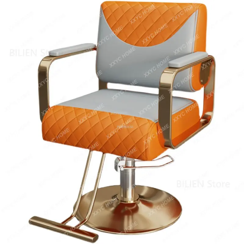 Nordic Metal Barber Chairs Reclining Professional Modern Beauty Barber Chair Shaving Makeup Cadeira De Barbeiro Furniture
