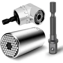 

7mm-19mm Ratchet Universal Sockets Power Drill Adapter 105 Degree 1/4" Drive 6mm Hex Magnetic Right Angle Extension Screwdriver