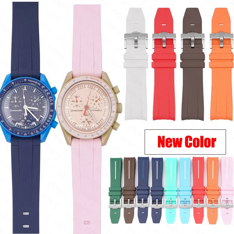Cinturino In Gomma Curvo Per Moonswatch Omega X Swatch 20Mm Uomo Donna Orologio Sportivo Impermeabile Cinturino Di Ricambio Accessori Gratuiti