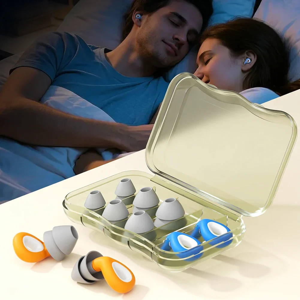 Noise-Reducing Silicone Earplugs with Portable Case - Washable & Hygienic