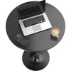 Bistro Pub Table Round Bar Height Cocktail Table Metal Base MDF Top Obsidian Table with Black Leg 23.8-Inch Top 6