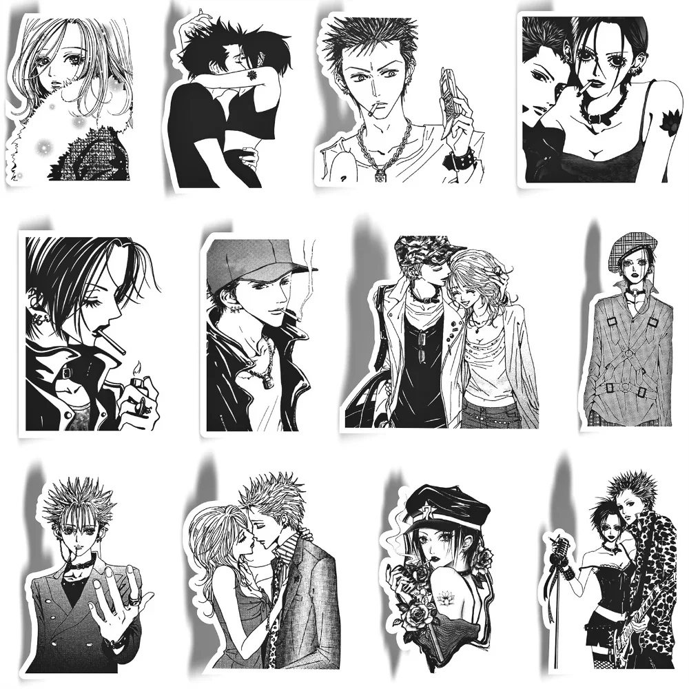 

10/50/60/66pcs Hot Anime Black White Girl Stickers Graffiti Laptop Luggage Camping Landscape Decoration Stickers Toys