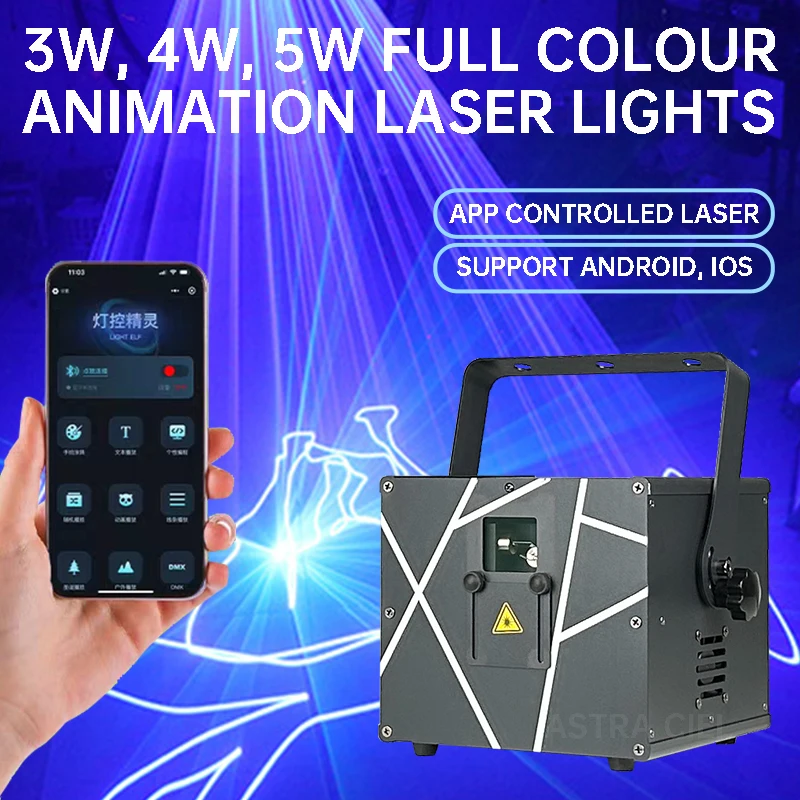 3w 4w 5w laser light RGB bluetooth app connection DMX 3D animation projector DJ bar Christmas party wedding dance stage light projection lamp led stage light
