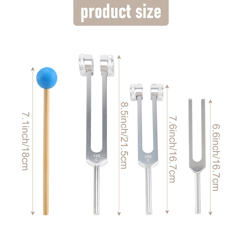 4 Pack Tuning Fork Set 128 Hz 256 Hz 512 Hz 528 Hz Tuning Fork Hammer Sound Healing Sound Vibration Tools tuning fork