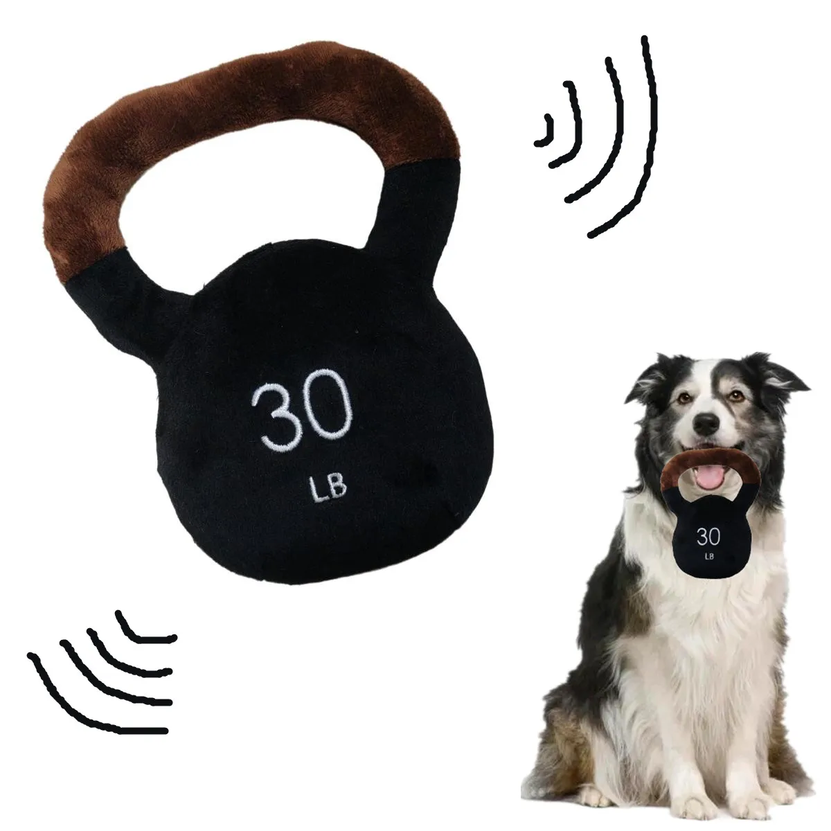 2024 new pet dog  kettlebell shaped dog squeaky toys 3 color can be choosed plush dog toy soft pet toy 2