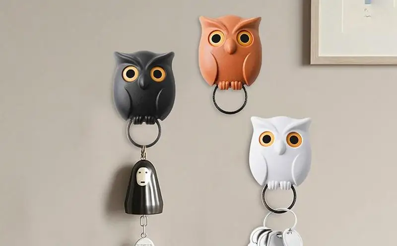 

Крючки для пальто в виде совы, креативный магнитный держатель без отверстий для детской комнаты, декоративное украшение, настенный крючок, вешалка для пальто