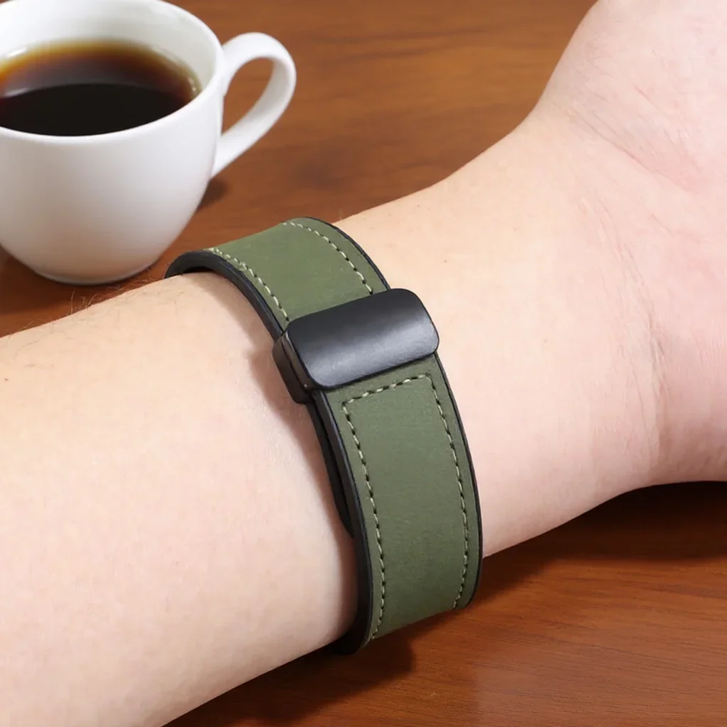 Magnetic Buckle Leather Silicone Watch Band Bracelet