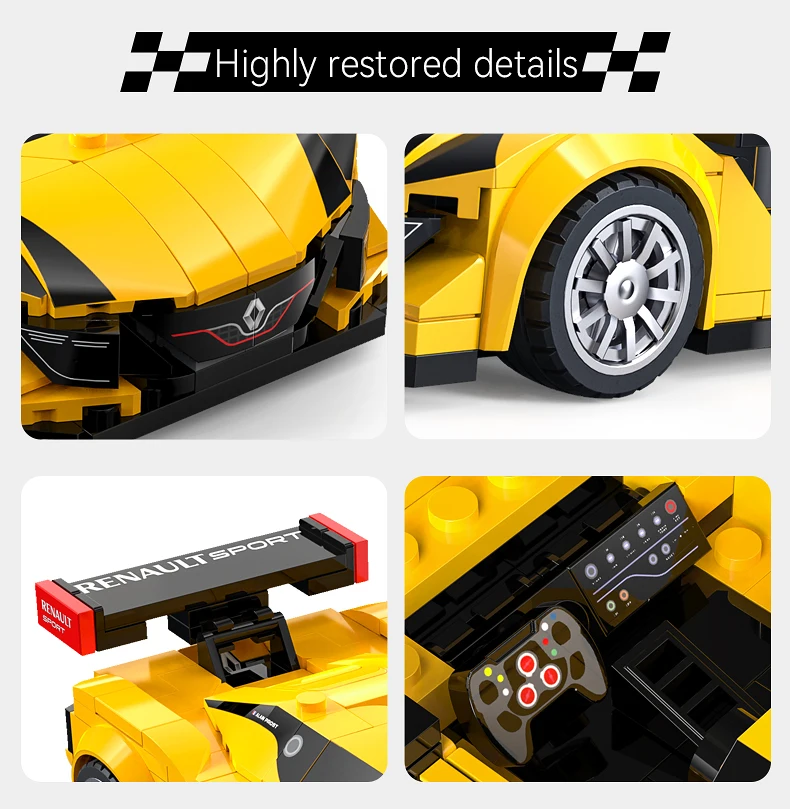 NEUER CaDA 1:24 Baustein-Set Maxi Turbo Auto Renault Supersportwagen Retro-Auto Bausteine Geburtstagsgeschenk für Erwachsene Kinder Jungen – Detail 4