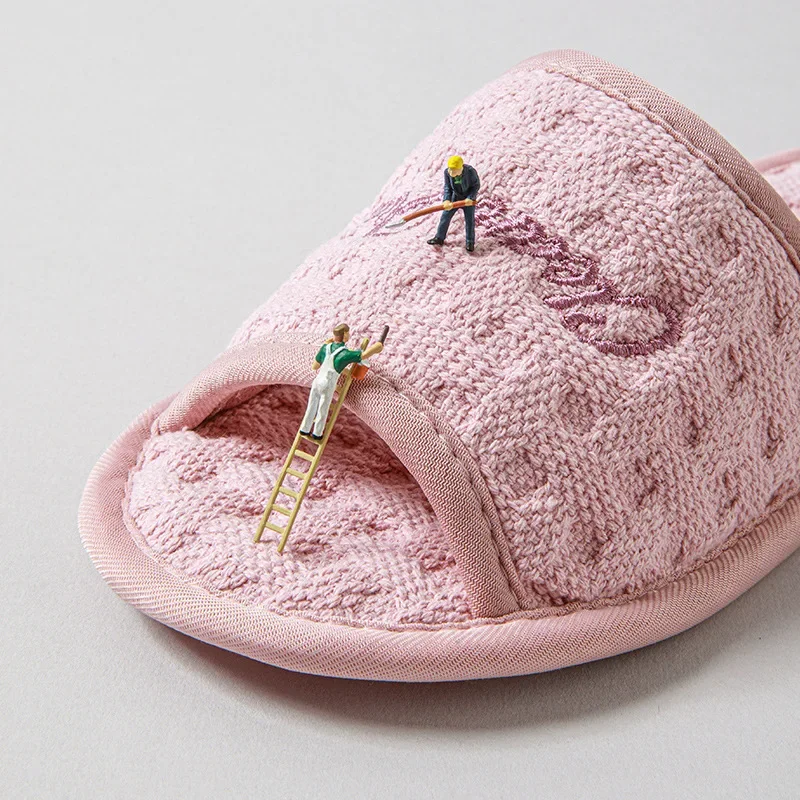 Cotton Soft Sole Silent Slippers Exposed Toes Neutral Comfortable Minimalist Slippers indoor zapatos mujer home cotton shoes