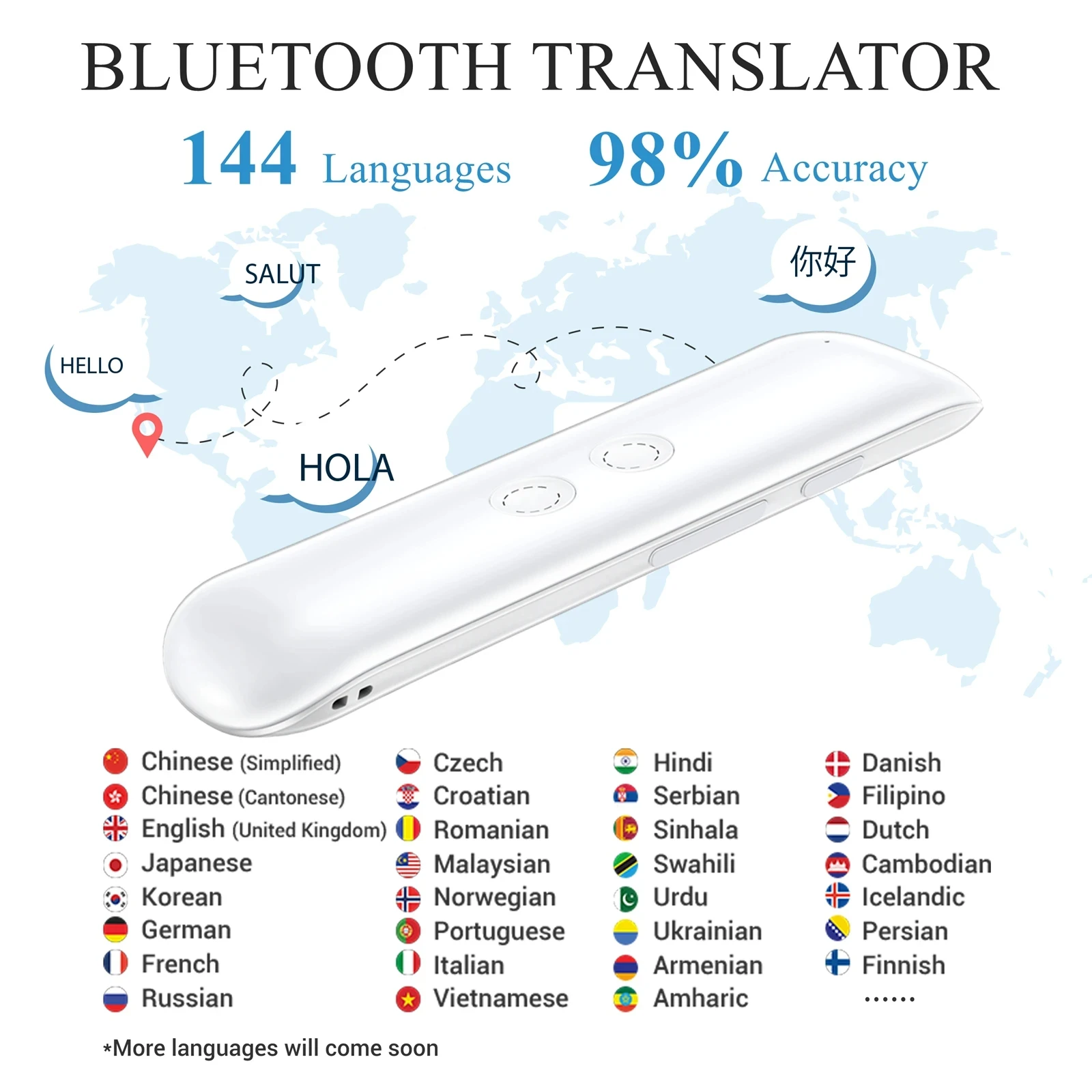 New Wooask Real-time Language Translator Pocket Voice Translator Device 144 Languages for Travel Business Learning G5 Pro